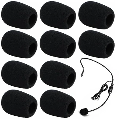Abbildung von 10 Stück Popschutz Mikrofon,Mikrofon Windschutz,Lavalier Windschutz,Mini Mikrofon Headset Windschutzscheibe,für Klein Mikrofon,Lavalier Kopfhörer,8x22x30mm (Schwarz)