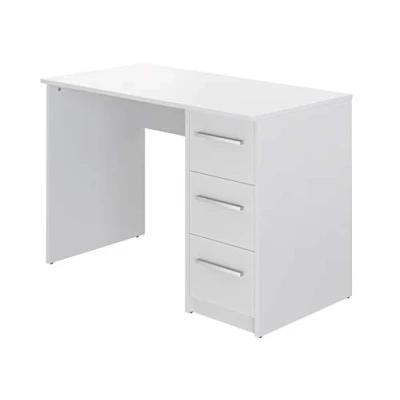 Abbildung von Amazon Basics Idro moderner Schreibtisch, Computertisch mit 3 Schubladen, 56 x 110 73,5, Weiß (Früher Movian)