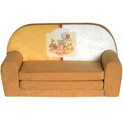 Abbildung von FORTISLINE Kindersofa Mini ausklappbar 40x78x45cm für Kinder 2in1 Kindercouch Schlafcouch aus Schaumstoff Abnehmbarer Bezug Viele Motive