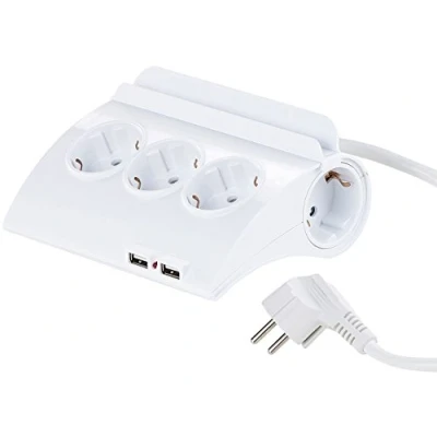 Abbildung von revolt Verteilerdose: Schaltbare 5 Fach Steckdosenleiste, 2 USB Ladeports, Smartphone Ablage (Mehrfachsteckdose mit USB, Steckdosen Ladekabel iPhone)