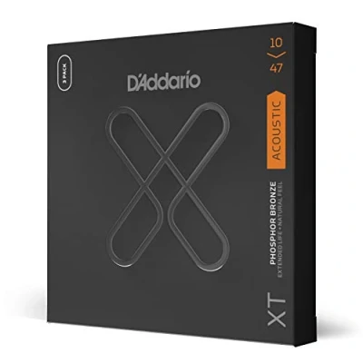 Abbildung von D&#039;Addario Gitarrensaiten Westerngitarre Akustikgitarre Coated Acoustic Guitar Strings XTAPB1047, XT Phosphorbronze Akustiksaite, Light, 10 47, 3 Sätze