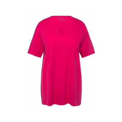 Abbildung von Ulla Popken Halbarm Tshirt basic, Damen, Größe: 42/44, Magenta pink