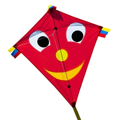 Abbildung von CiM Flug Drache Happy Eddy RED, 65x72cm mit drei Streifenschwänzen inkl. Drachenschnur