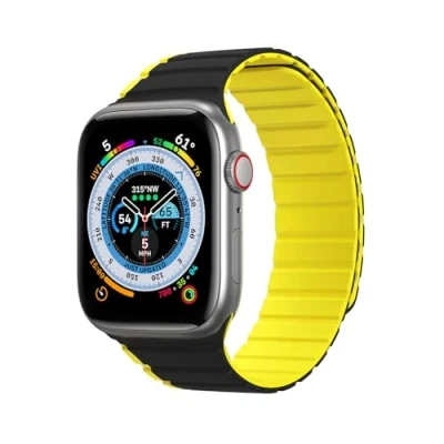 Abbildung von Magnetisches Apple Watch SE, 9, 8, 7, 6, 5, 4, 3, 2, 1 (41, 40, 38 mm) Dux Ducis Armband (LD Version) schwarz und gelb