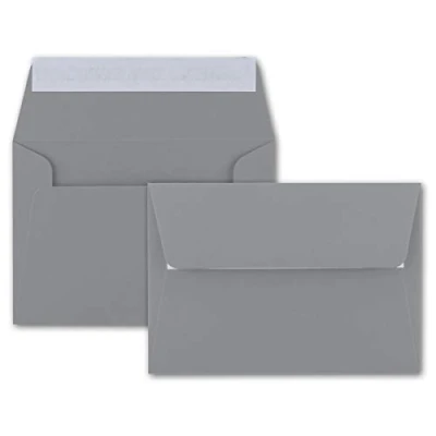 Abbildung von 25x Brief Umschläge B6 Dunkelgrau 12,5 x 17,5 cm Haftklebung 120 g/m² breite edle Verschluss Lasche hochwertige Einladungs