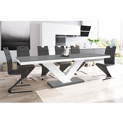 Abbildung von Design Esstisch Tisch HE 999 Grau Anthrazit MATT/Weiß HOCHGLANZ KOMBINATION ausziehbar 160 bis 256 cm