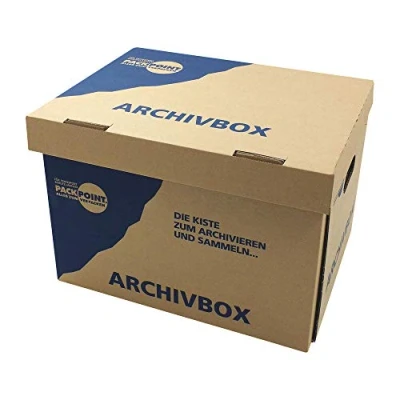 Abbildung von 20 Stk. Archivbox Lagerbox 400x320x290mm extrem stabil, bis 250kg stapelbar/Ausführung: Braun mit Beschriftung&quot;Archivbox&quot;