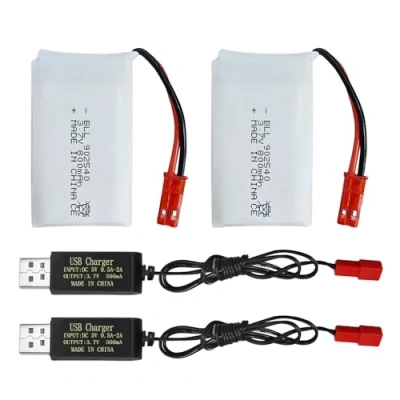 Abbildung von 2PCS 3.7V 800mAh Lipo Batterie Fernbedienung Drohne mit USB Ladegerät JST Stecker für SYMA X56W MJX X400W X300C X800 HS110 S670 V950hd S1750 V2450 Quadcopter