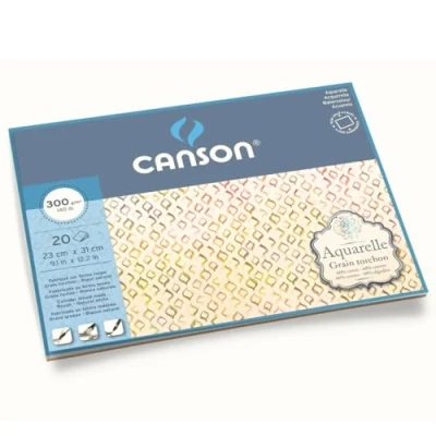 Abbildung von Canson Aquarelle Block rundumgeleimt, 23 x 31 cm, 20 Blatt, 300 g/m², Grobkorn
