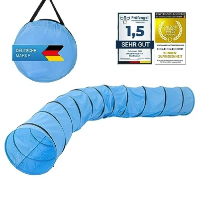 Abbildung von Hunde Agility Tunnel Hundetunnel Spieltunnel Agilitytunnel Hundehöhle inkl. Heringe und Transporttasche (500 x 60 cm)