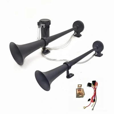 Abbildung von YIYIDA Lufthupe Auto Hupe Car Horn 24V LKW Doppelrohr Zink Chrom elektrische schwarz 170db hohe und niedrige Tone wasserdichte lauter Lautsprecher Air für Schiff Vans usw