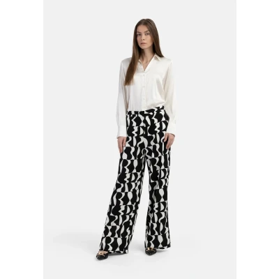 Abbildung von DREIMASTER klassik Women&#039;s Cloth Trousers XL / Schwarz Weiß 100% Polyester