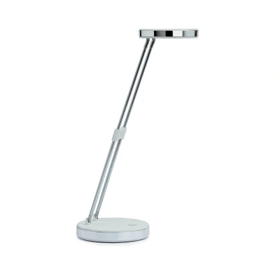 Abbildung von MAUL Schreibtischlampe MAULpuck 13x13x37cm Moderne LED Lampe mit 1.260 Lux und 6.500 Kelvin Tageslichtlampe Standfuß Höhenverstellbare Tischlampe Teleskoparm Weiß
