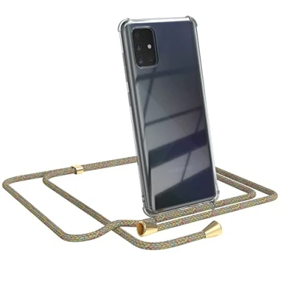 Abbildung von EAZY CASE Handykette kompatibel mit Samsung Galaxy A71 Handyhülle Umhängeband, Handykordel Schutzhülle, Silikonhülle, Hülle Band, Stylische Kette für Smartphone, Rainbow