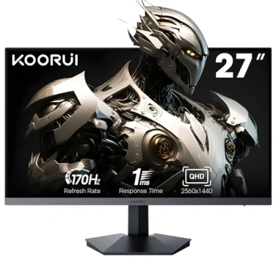 Abbildung von KOORUI Gaming Monitor 27 Zoll, QHD 2560 x 1440 PC Bildschirm Adaptive Sync Technology (IPS Panel, 170Hz, 1ms, DCI P3 90%, Gsync Compatibility, 2xHDMI, VESA, DisplayPort, Einstellbare Neigung)