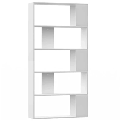 Abbildung von vidaXL Bücherregal Raumteiler mit 5 großen Fächern Wandregal Standregal Aktenregal Raumtrenner Büroregal Regal Weiß 80x24x159cm Holzwerkstoff
