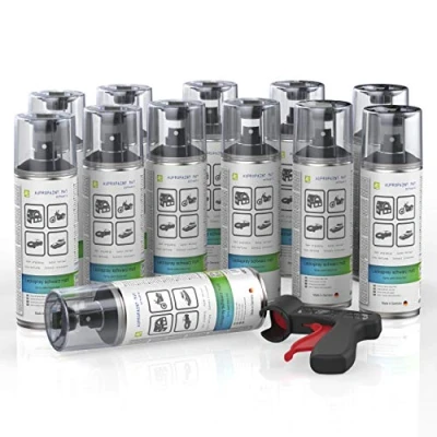 Abbildung von AUPROTEC Lackspray AUPROPAINT MAT schwarz matt Sprühlack Auto Lack Spray 12x 400ml + 1x Original Pistolengriff