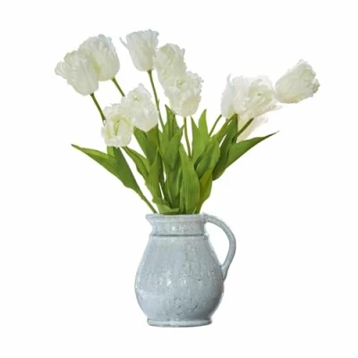 Abbildung von Loberon Deko Blume 6er Set Lamarr, handbemalt, täuschend echte Tulpen Optik, Kunstblumen, Dekoration, Eisen, Polyester, weiß/grün