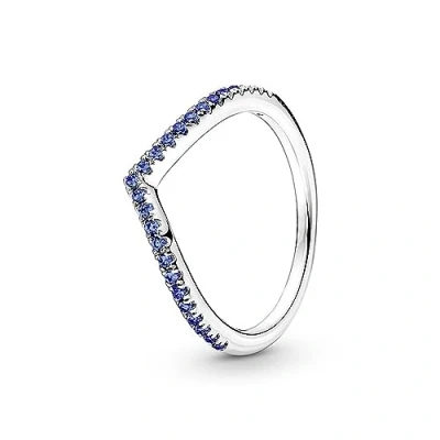 Abbildung von PANDORA Ring Timeless &quot;Funkelnder Wunsch&quot; Silber, blaue Kristalle 196316C02 52