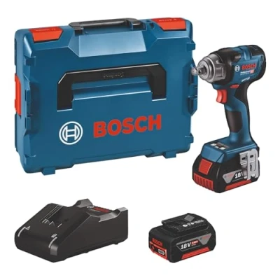 Abbildung von Bosch Professional 18V System Akku Drehschlagschrauber GDS 330 HC (330 Nm Anziehmoment und 560 Losbrechmoment, inkl. 2x 5.0Ah, Schnellladegerät GAL 40, L BOXX)