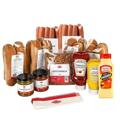 Abbildung von Hot Dog WORLD Jumbo CLASSIC Paket &quot;American Style&quot; (55 teiliges Set) für 16 Dogs