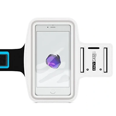 Abbildung von EAZY CASE Sport Armband für Smartphones bis 5,5 Zoll, schweißfest I Sportarmband Unisex, Sporthülle, Handyhülle, Armtasche mit Kopfhöreröffnung &amp; Schlüsselfach, Weiß