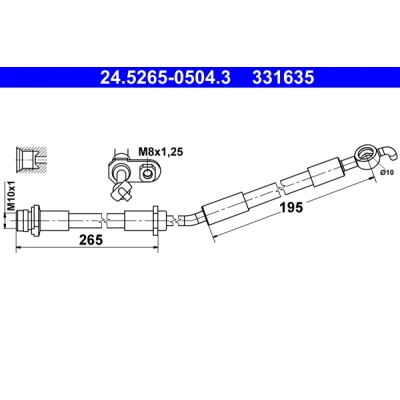 Abbildung von ATE 24.5265 0504.3 Bremsschläuche 530 M10x1 TOYOTA: Yaris III Schrägheck