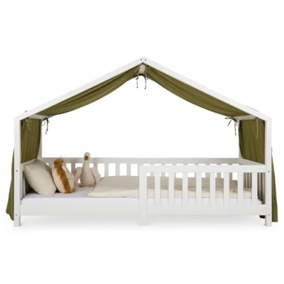 Abbildung von IDIMEX Betthimmel LIAN, Hausbett Himmel Musselin Vorhang Kinderzimmer dunkelgrün