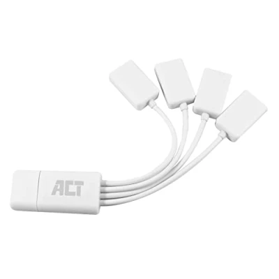 Abbildung von ACT USB Verteiler, 4 Port Hub 2.0, tragbarer Y Splitter, für PC und Laptop AC6210