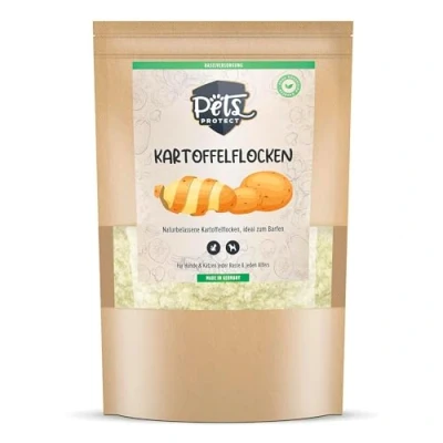 Abbildung von Pets Protect KARTOFFELFLOCKEN für Hunde &amp; Katzen 1 kg Barf Zusatz in Lebensmittel Qualität Deutsche Herstellung Getreidefrei glutenfrei Flocken ohne künstliche Zusätze Hund