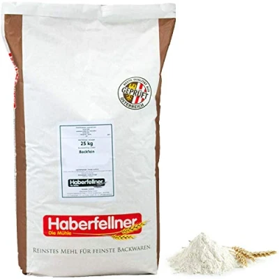 Abbildung von Weizenmehl 25kg Typ 405 (DE) 480 (AT) universal Haberfellner Mehl zum Backen und Kochen ohne Gentechnik pestizid kontrolliert Geeignet als Brotmehl, Nudelmehl, Pizzamehl