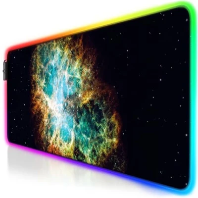 Abbildung von CSL RGB Gaming Mauspad TITANWOLF LED Schreibtischunterlage 800x300 mm XXL Mousepad Multi Color 11 Beleuchtungs Modi 7 Farben Plus 4 Effektmodi abwaschbar Weltraum Nebel