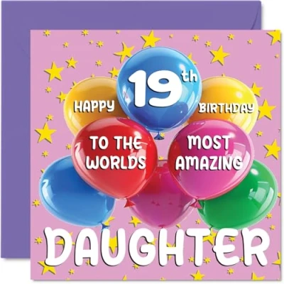 Abbildung von Stuff4 Geburtstagskarte für Tochter zum 19. Geburtstag World&#039;s Most Amazing Daughter Happy 19th Birthday Card for from Mum Dad, 145 mm x mm, Alter 19