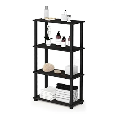Abbildung von Furinno Turn S Tube 4 stufiges Mehrzweckregal mit Vierkantrohr, Espresso/Schwarz