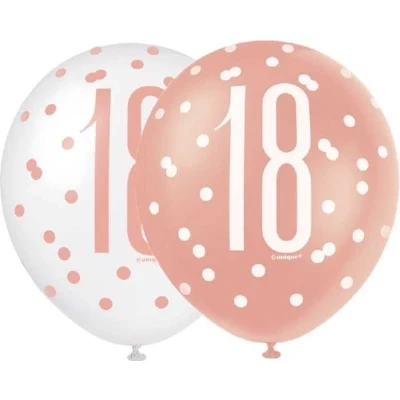 Abbildung von Luftballons 18 Jahre Glitz Roségold 6 Stück