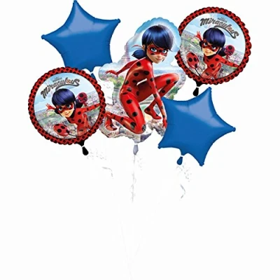 Abbildung von Miraculous Ladybug Luftballons Strauß 5 teilig