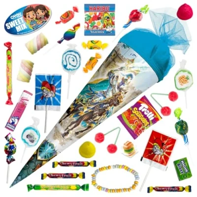 Abbildung von OYOY 35cm Schultüte gefüllt mit Süßigkeiten Mix I ROTH Ritter kleine Geschwister Einschulung Geschenk