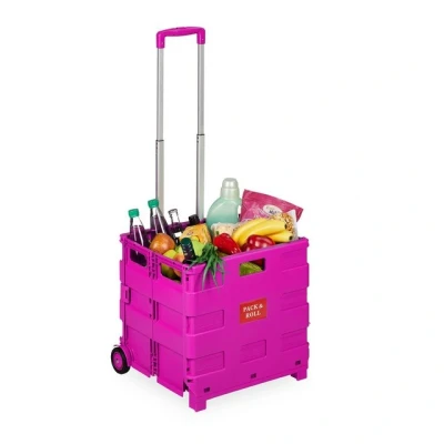 Abbildung von relaxdays Einkaufstrolley Klappbarer Einkaufstrolley, Pink