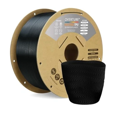 Abbildung von OVERTURE High Speed TPU Filament 2kg Spule (4,4 lbs), Maßgenauigkeit +/ 0,02 mm 95A Filament, für 3D Drucker (HS Schwarz 2kg*1)