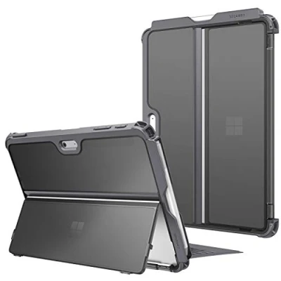 Abbildung von Fintie Hülle für Microsoft Surface Go 4 (2023) / 3 (2021) 2 (2020) (2018), Stoßfeste Robuste Schutzhülle mit Stifthalter Original Ständer, Type Cover Kompatibel, Grau(Matt)