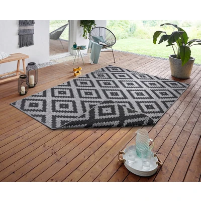 Abbildung von NORTHRUGS Teppich &quot;Malta Wendeteppich&quot;, rechteckig, In &amp; Outdoor, Wetterfest, Balkon, Rautenmuster, Wohnzimmer,Wasserfest