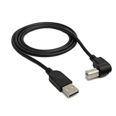 Abbildung von System S USB 2.0 Kabel 100 cm Typ B Stecker zu A Winkel Adapter in Schwarz