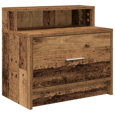 Abbildung von vidaXL Nachttisch mit Schublade Altholz Optik 51x31x47 cm, Nachtschrank, Nachtkommode, Betttisch, Nachtkonsole, Bettschrank