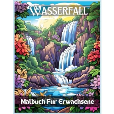 Abbildung von Wasserfall Malbuch Für Erwachsene: Tauchen Sie ein in die Welt der beruhigenden Wasserfälle