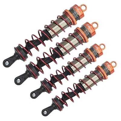Abbildung von Tbest Stoßdämpfer für RC Auto, vorne verstellbar vordere Öldruckdämpfer aus Metall, 4 Stück 1/8 Zoll Auto (Orange)