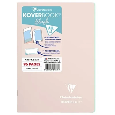 Abbildung von Clairefontaine 961778C Heft Koverbook Blush, DIN A5, 14,8 x 21cm, 48 Blatt, liniert, Umschlag blickdicht, 1 Stück, Rosa Perlmutt / Minzgrün
