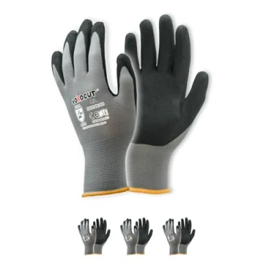 Abbildung von YOKOCUT Arbeitshandschuhe für Mechaniker, Elektriker, Montagehandschuhe, Werkstatt, gartenhandschuhe, kfz, mit Rutschfeste &amp; Touchscreen Funktion, 3 Paar Nitril Handschuhe Herren (Größe 9/L)