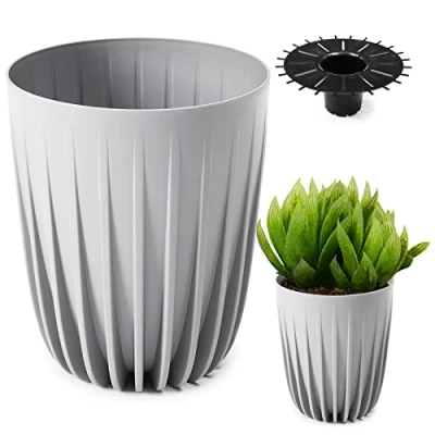 Abbildung von KONZEPT Blumentopf Hoher Blumentopf, Pflanzkübel Groß für Außen, Balkon, Übertopf mit Drainagesystem