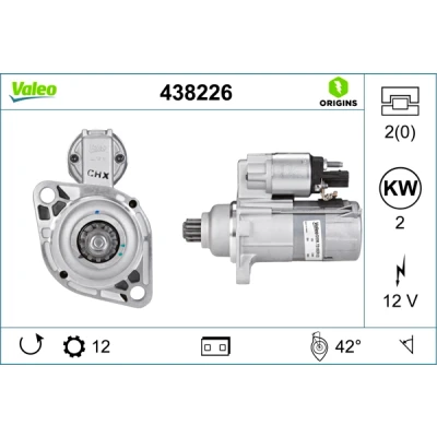 Abbildung von VALEO NEW ORIGINAL PART 438226 Anlasser 12 2 VOLKSWAGEN: Passat B6 Variant, Tiguan I, Eos, AUDI: A3 Schrägheck, Sportback, A1 Sportback kfzteile