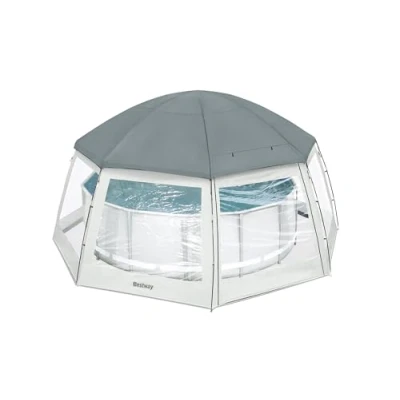 Abbildung von Bestway 58612, Poolkuppel, Überirdischer Pool, Rund, Grau, Transparent, Weiß, PVC, Polyester, 2 Tür(en)
